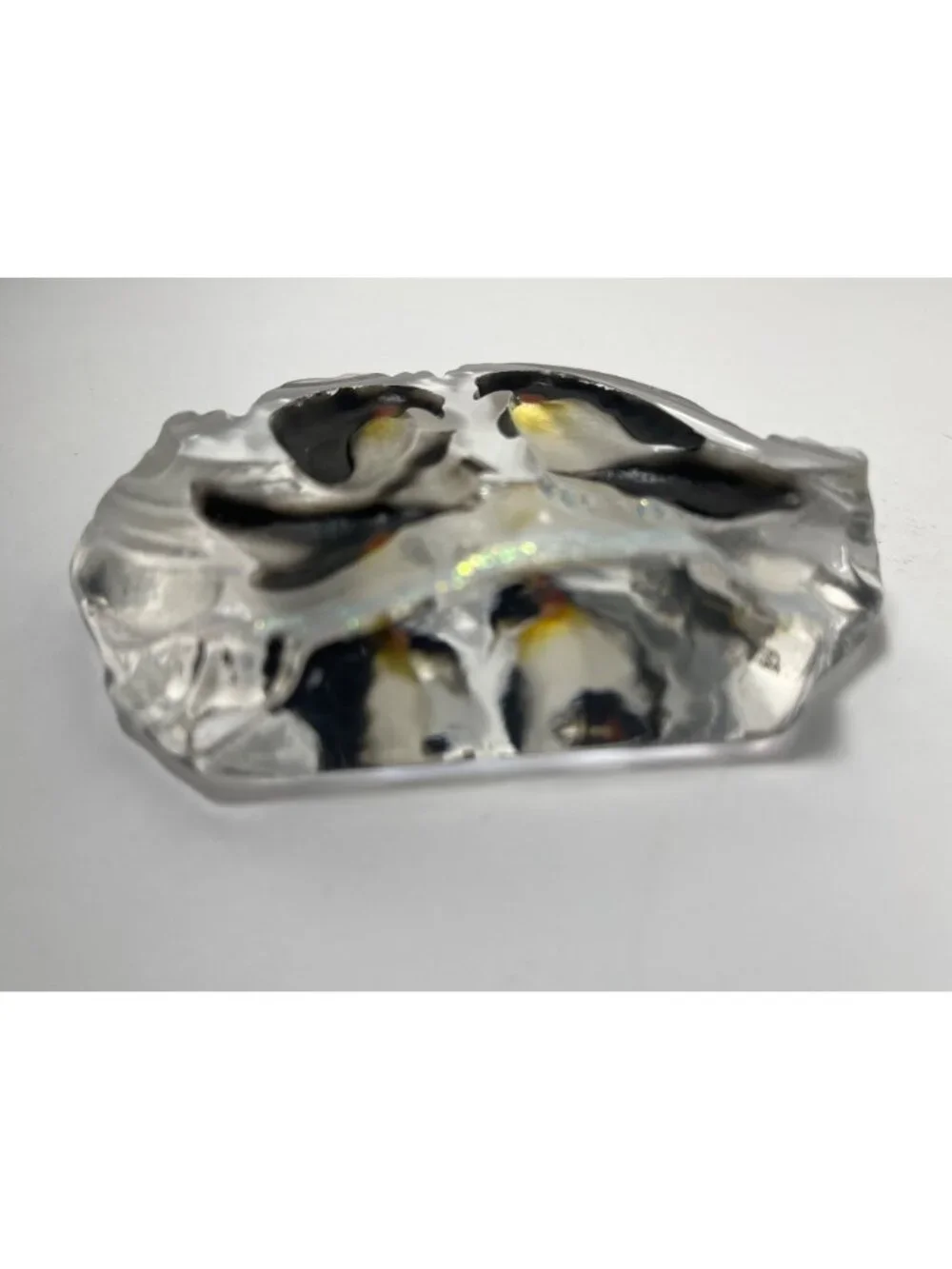 Handcrafted Glass Penguin Family On An Iceberg Sculpture Paperweight - Picture 4 of 8